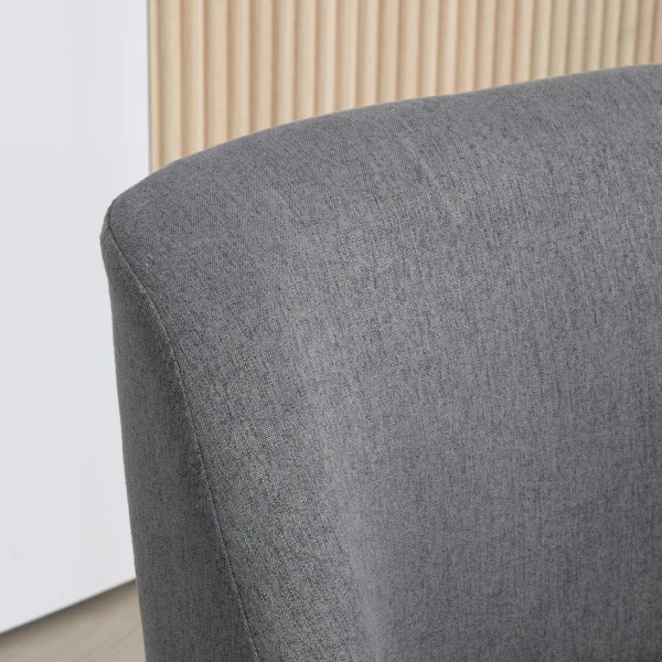 Loungestoel met linnenlook, gevoerd, armleuning, houten poten, relaxstoel voor woonkamer & slaapkamer, donkergrijs 10