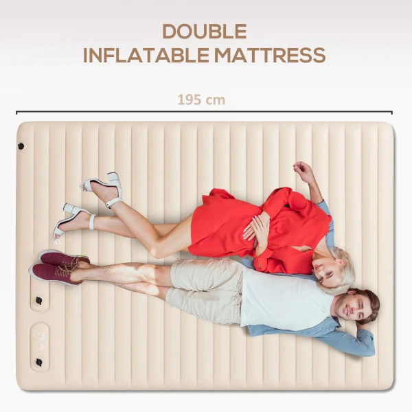 Luchtmatras, luchtbed, opvouwbaar campingbed voor 2 personen met voetpomp, draagtas, polyester, 195 x 140 x 10 cm 5