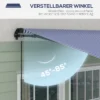 Luifel 4x3m wandmontage balkonluifel met handslinger, zonwering, aluminium, blauw+wit 6