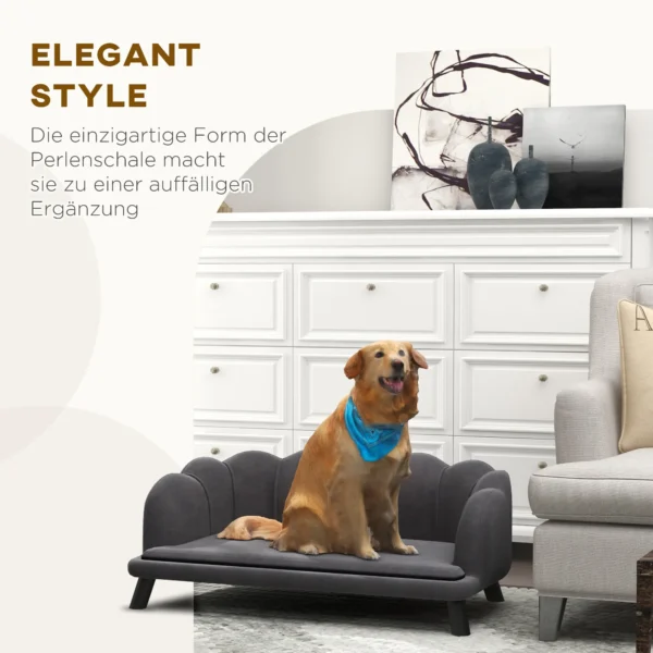Luxe hondenbank met rugleuning houten poten donkergrijs 98,5x60,5x35,5cm 6
