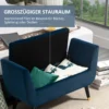 Luxe zitbank met opbergruimte, gestoffeerde bank blauw van fluweelachtig polyester, rubberhout, met armleuningen, 107x42x65cm voor woonkamer & gang 5