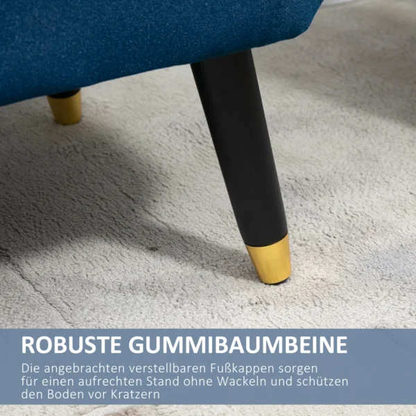 Luxe zitbank met opbergruimte, gestoffeerde bank blauw van fluweelachtig polyester, rubberhout, met armleuningen, 107x42x65cm voor woonkamer & gang 6