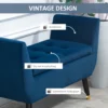 Luxe zitbank met opbergruimte, gestoffeerde bank blauw van fluweelachtig polyester, rubberhout, met armleuningen, 107x42x65cm voor woonkamer & gang 7