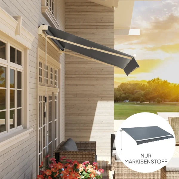Markiesdoek markiesstof met volant waterafstotend vervangingsstof voor 4 x 3 m markiezen markiesdoek markiesstof zonwering voor tuin balkon hof grijs 10