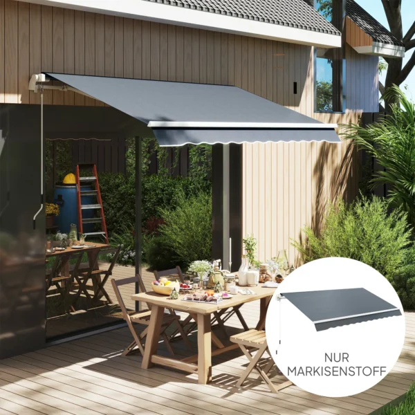 Markiesdoek markiesstof met volant waterafstotend vervangingsstof voor 4 x 3 m markiezen markiesdoek markiesstof zonwering voor tuin balkon hof grijs 2