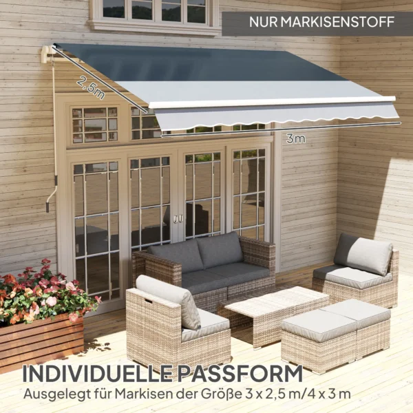 Markiesdoek markiesstof met volant waterafstotend vervangingsstof voor 4 x 3 m markiezen markiesdoek markiesstof zonwering voor tuin balkon hof grijs 5