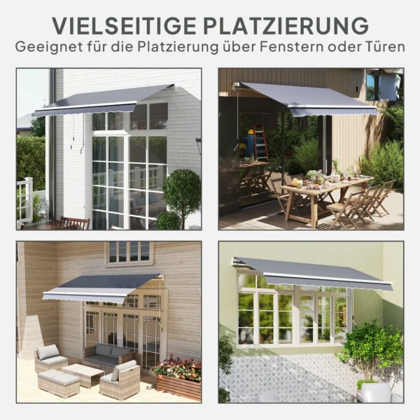 Markiesdoek markiesstof met volant waterafstotend vervangingsstof voor 4 x 3 m markiezen markiesdoek markiesstof zonwering voor tuin balkon hof grijs 7