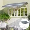 Markiesdoek markiesstof met volant waterafstotend vervangingsstof voor 4 x 3 m markiezen markiesdoek markiesstof zonwering voor tuin balkon hof grijs 8