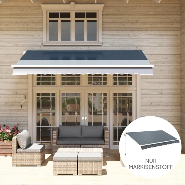 Markiesdoek markiesstof met volant waterafstotend vervangingsstof voor 4 x 3 m markiezen markiesdoek markiesstof zonwering voor tuin balkon hof grijs 9