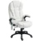 Massage bureaustoel, 67x74x107 116cm, in hoogte verstelbaar, met kantelfunctie, verwarmingsfunctie, ligfunctie, voetensteun, teddyfluweel, wit 1