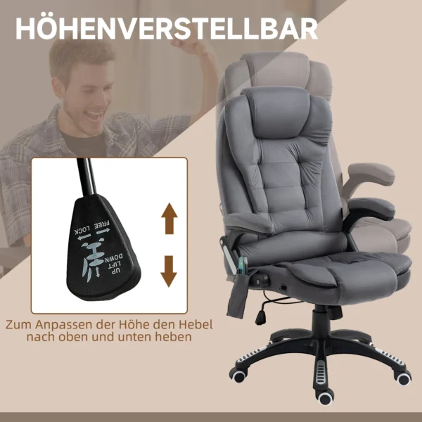 Massage bureaustoel directiestoel ergonomische bureaustoel in hoogte verstelbaar tot 120kg belastbaar in donkergrijs voor kantoor & thuiswerkplek 6