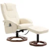 Massagestoel relaxstoel met voetenbank 360° draaibaar kunstleer staal crème wit bruin 73x83x106cm voor ultiem comfort 1