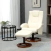 Massagestoel relaxstoel met voetenbank 360° draaibaar kunstleer staal crème wit bruin 73x83x106cm voor ultiem comfort 2