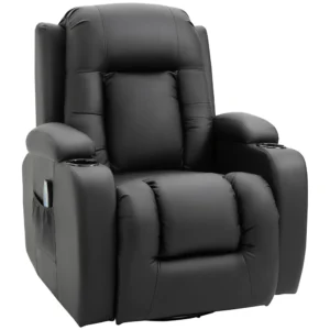 Massagestoel, tv stoel, relaxstoel met verwarmingsfunctie, tv stoel met ligfunctie, ruststoel met afstandsbediening, zwart 1