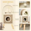 Meerlaagse kattenhol krabplank met speelballen kattenbed en krabmat van spaanplaat pluche en sisal in koffiekleur 6