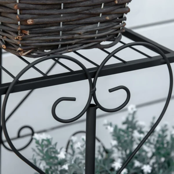 Metalen bloemenrek 4 niveaus plantenrek voor tuin balkon bloementrap zwart 45x24,5x80cm decoratief & stabiel 10