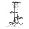 Metalen bloemenrek 4 niveaus plantenrek voor tuin balkon bloementrap zwart 45x24,5x80cm decoratief & stabiel 4