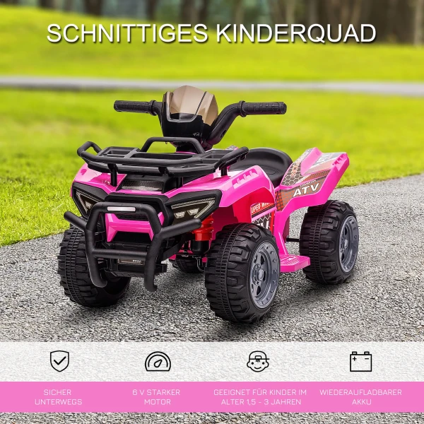 Mini elektrische quad voor kinderen 18 36 maanden, elektrische atv met led koplamp, metaal & pp kunststof, roze, veilig rijplezier voor kleine avonturiers 5