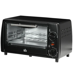 Mini oven 10l 750w tot 230°c met timer 60 min kleine elektrische oven incl. bakplaat en rooster 36,5x26x22 cm zwart 1