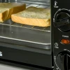 Mini oven 10l 750w tot 230°c met timer 60 min kleine elektrische oven incl. bakplaat en rooster 36,5x26x22 cm zwart 10