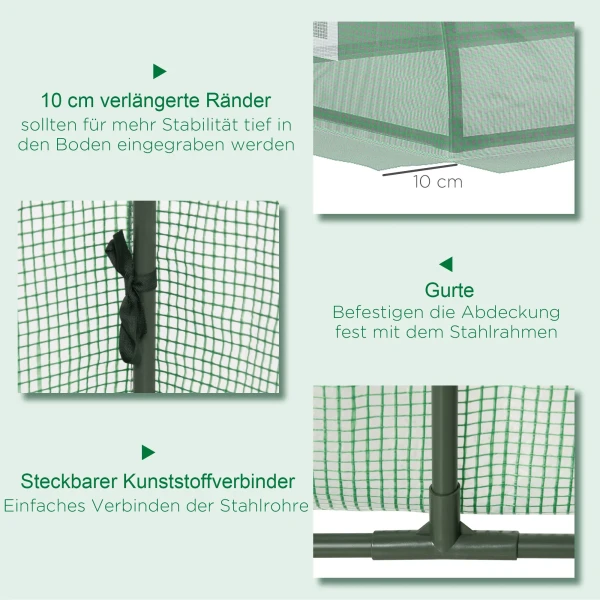 Mini tunnelkas foliekas met mesh raam uv bestendig pe folie groen 200x80x45cm ideaal voor tuinplanten 7