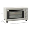 Minibackofen met draaispit, kleine 21 l broodroosteroven met 1 draadrek en 1 bakplaat, 3 kookmodi, 100 °c 230 °c, roestvrij staal, glas, crèmewit 2