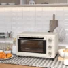 Minibackofen met draaispit, kleine 21 l broodroosteroven met 1 draadrek en 1 bakplaat, 3 kookmodi, 100 °c 230 °c, roestvrij staal, glas, crèmewit 4