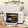 Minibackofen met draaispit, kleine 21 l broodroosteroven met 1 draadrek en 1 bakplaat, 3 kookmodi, 100 °c 230 °c, roestvrij staal, glas, crèmewit 5