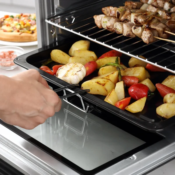 Minibackoven 32l, 1600w, elektrische oven met slakkenvanger, roestvrij staal & glas, zilver, 52,2x38,1x33,5cm 10