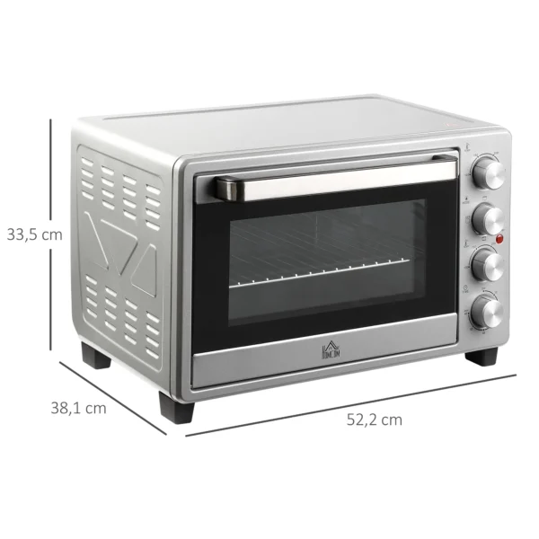 Minibackoven 32l, 1600w, elektrische oven met slakkenvanger, roestvrij staal & glas, zilver, 52,2x38,1x33,5cm 4