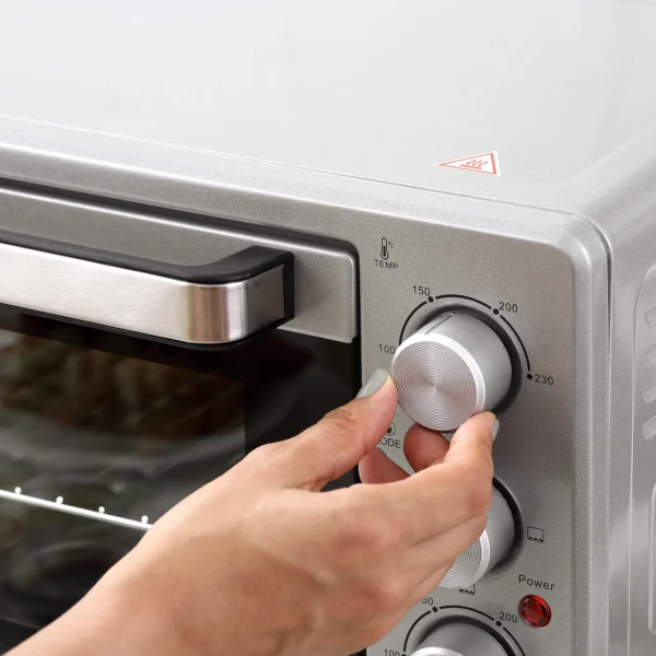 Minibackoven 32l, 1600w, elektrische oven met slakkenvanger, roestvrij staal & glas, zilver, 52,2x38,1x33,5cm 9