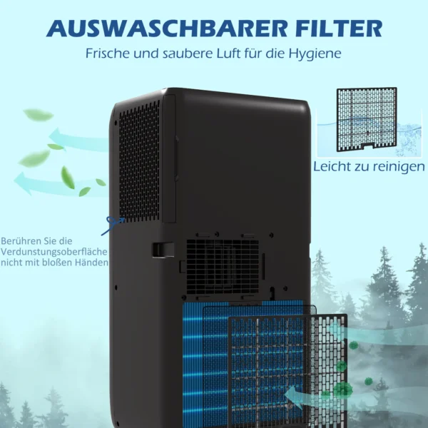 Mobiele airconditioning 3in1 koeling ventilatie ontvochtiging 9000btu led afstandsbediening timer zwart 8