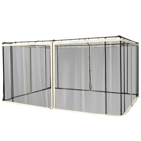 Muggennet voor 3x4 paviljoen, 4 zijpanelen, vliegennet met rits, insectenbescherming van nylon mesh, zwart 1