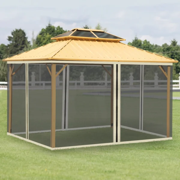 Muggennet voor 3x4 paviljoen, 4 zijpanelen, vliegennet met rits, insectenbescherming van nylon mesh, zwart 2