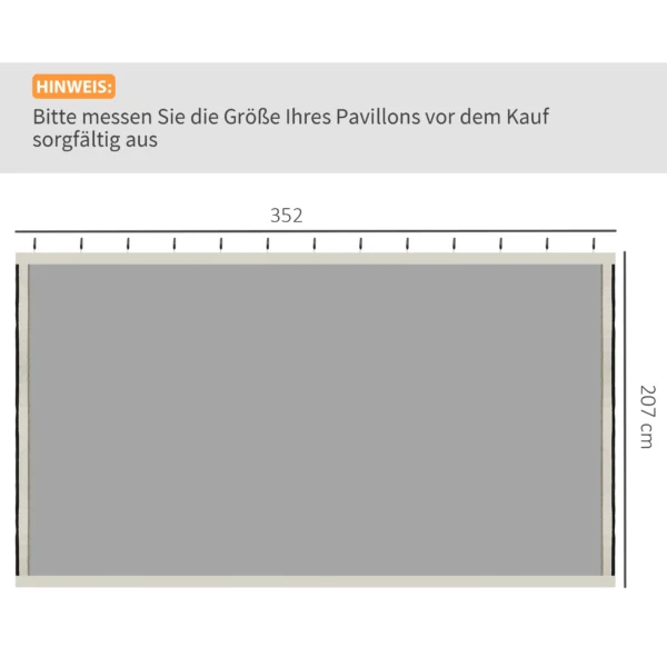 Muggennet voor 3x4 paviljoen, 4 zijpanelen, vliegennet met rits, insectenbescherming van nylon mesh, zwart 4