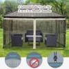Muggennet voor 3x4 paviljoen, 4 zijpanelen, vliegennet met rits, insectenbescherming van nylon mesh, zwart 5
