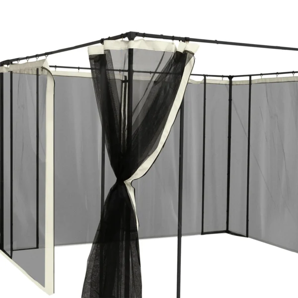 Muggennet voor 3x4 paviljoen, 4 zijpanelen, vliegennet met rits, insectenbescherming van nylon mesh, zwart 7