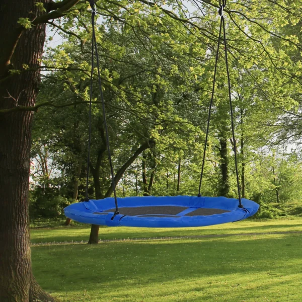 Ø110cm nestschommel outdoor, tot 150 kg, verstelbare kinderschommel, staal, blauw 2