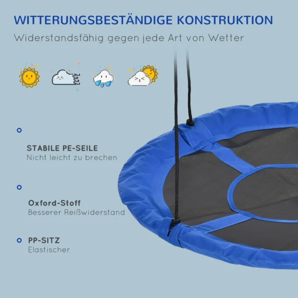 Ø110cm nestschommel outdoor, tot 150 kg, verstelbare kinderschommel, staal, blauw 6
