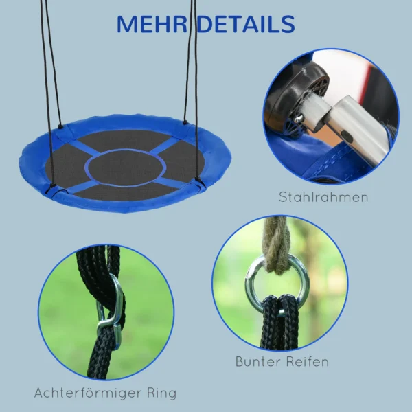 Ø110cm nestschommel outdoor, tot 150 kg, verstelbare kinderschommel, staal, blauw 7