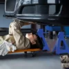 Ondersteuningsblok 3 ton draagvermogen 2 stuks ondersteuningsblok inclusief veiligheidspin 13 traps hoogteverstelbaar 385 mm tot 600 mm ondersteuningsblokken auto krikstandaard voor werkplaats garage blauw 2
