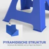 Ondersteuningsblok 3 ton draagvermogen 2 stuks ondersteuningsblok inclusief veiligheidspin 13 traps hoogteverstelbaar 385 mm tot 600 mm ondersteuningsblokken auto krikstandaard voor werkplaats garage blauw 8