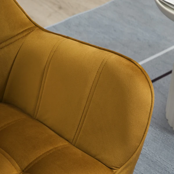 Oorfauteuil enkele stoel relaxfauteuil met fluweel, scandinavisch, verhoogde poten, fluweelachtig polyester, geel 67x61,5x71 cm 10