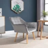 Oorfauteuil enkele stoel relaxfauteuil met fluweel, scandinavisch, verhoogde poten, fluweelachtig polyester, grijs 64 x 62 x 72,5 cm 8