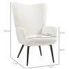 Oorfauteuil, gestoffeerde relaxstoel met armleuning, metalen poten, loungestoel voor woonkamer, slaapkamer, crèmewit 4