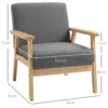 Oorfauteuil, loungestoel met armleuningen, eetkamerstoel, relaxstoel in linnenlook, gestoffeerde stoel, grijs, 64 x 70 x 72 cm 4