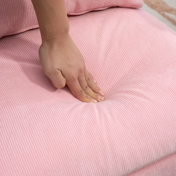Oorfauteuil met voetenbank en kantelbare rugleuning relaxstoel, tv stoel, gestoffeerde stoel, roze, 68x91,5x88cm 10