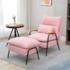 Oorfauteuil met voetenbank en kantelbare rugleuning relaxstoel, tv stoel, gestoffeerde stoel, roze, 68x91,5x88cm 2