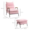Oorfauteuil met voetenbank en kantelbare rugleuning relaxstoel, tv stoel, gestoffeerde stoel, roze, 68x91,5x88cm 4