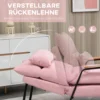 Oorfauteuil met voetenbank en kantelbare rugleuning relaxstoel, tv stoel, gestoffeerde stoel, roze, 68x91,5x88cm 5